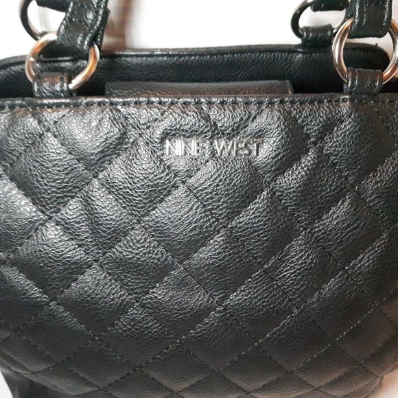 Nine West Crossbody Caviar Bag handbag Purse Black - Picture 6 of 10